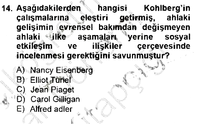 Okulöncesi Dönemde Değerler Eğitimi 2014-2015 Ara Sınav - 14. soru