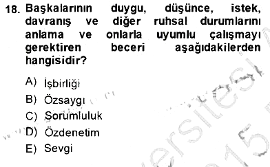 Okulöncesi Dönemde Değerler Eğitimi 2014-2015 Ara Sınav - 18. soru
