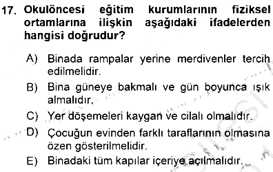 Okulöncesi Eğitime Giriş 2015-2016 Ara Sınav - 17. soru