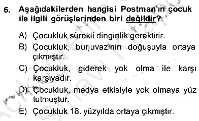 Okulöncesinde Çocuk Edebiyatı 2013-2014 Ara Sınav - 6. soru