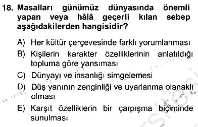 Okulöncesinde Çocuk Edebiyatı 2013-2014 Ara Sınav - 18. soru