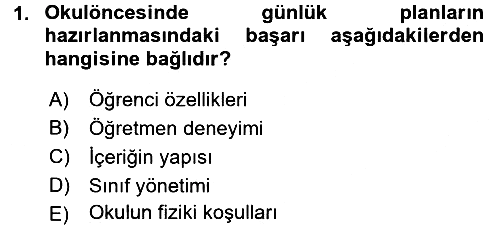 Okulöncesinde Drama 2015-2016 Dönem Sonu Sınavı - 1. soru