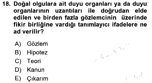 Okulöncesinde Fen Eğitimi 2017-2018 Ara Sınav - 18. soru