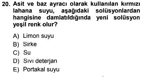 Okulöncesinde Fen Eğitimi 2012-2013 Dönem Sonu Sınavı - 20. soru