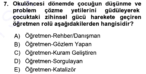 Okulöncesinde Fen Eğitimi 2015-2016 Dönem Sonu Sınavı - 7. soru