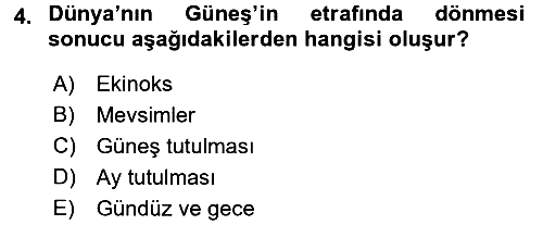 Okulöncesinde Fen Eğitimi 2016-2017 Dönem Sonu Sınavı - 4. soru