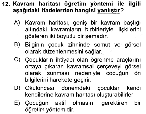 Okulöncesinde Fen Eğitimi 2017-2018 Dönem Sonu Sınavı - 12. soru
