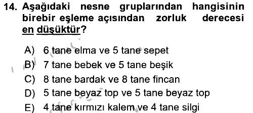 Okulöncesinde Matematik Eğitimi 2016-2017 3 Ders Sınavı - 14. soru