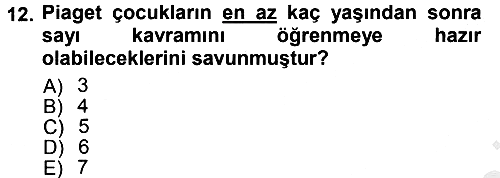 Okulöncesinde Matematik Eğitimi 2012-2013 Ara Sınav - 12. soru