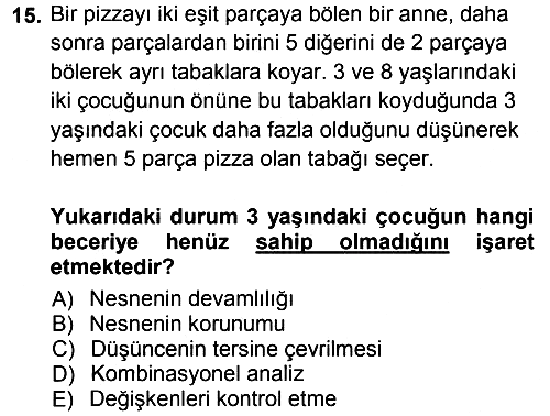 Okulöncesinde Matematik Eğitimi 2012-2013 Ara Sınav - 15. soru