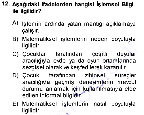 Okulöncesinde Matematik Eğitimi 2013-2014 Ara Sınav - 12. soru