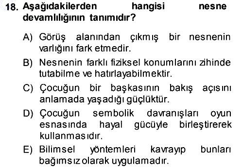 Okulöncesinde Matematik Eğitimi 2013-2014 Ara Sınav - 18. soru