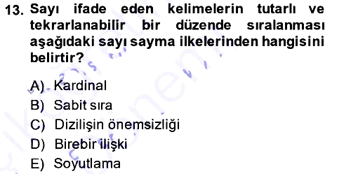 Okulöncesinde Matematik Eğitimi 2014-2015 Ara Sınav - 13. soru