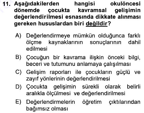 Okulöncesinde Matematik Eğitimi 2015-2016 Ara Sınav - 11. soru