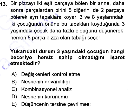 Okulöncesinde Matematik Eğitimi 2015-2016 Ara Sınav - 13. soru