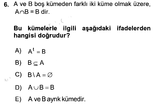 Okulöncesinde Matematik Eğitimi 2016-2017 Ara Sınav - 6. soru