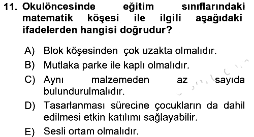 Okulöncesinde Matematik Eğitimi 2016-2017 Ara Sınav - 11. soru