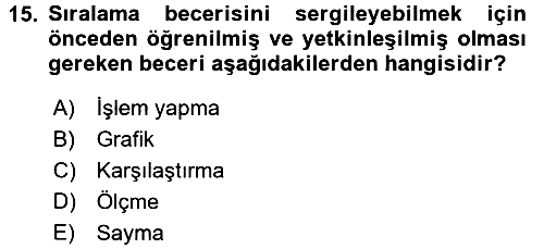 Okulöncesinde Matematik Eğitimi 2016-2017 Ara Sınav - 15. soru