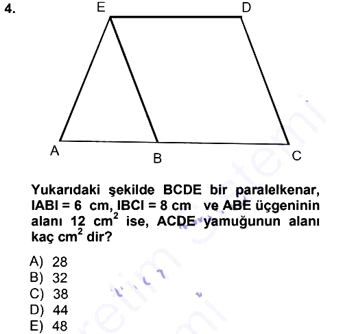 Okulöncesinde Matematik Eğitimi 2012-2013 Dönem Sonu Sınavı - 4. soru