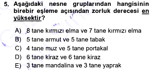 Okulöncesinde Matematik Eğitimi 2015-2016 Dönem Sonu Sınavı - 5. soru