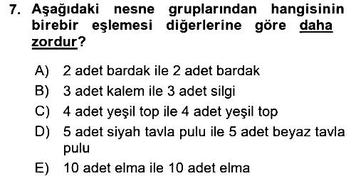 Okulöncesinde Matematik Eğitimi 2017-2018 Dönem Sonu Sınavı - 7. soru