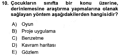 Okulöncesinde Matematik Eğitimi 2017-2018 Dönem Sonu Sınavı - 10. soru