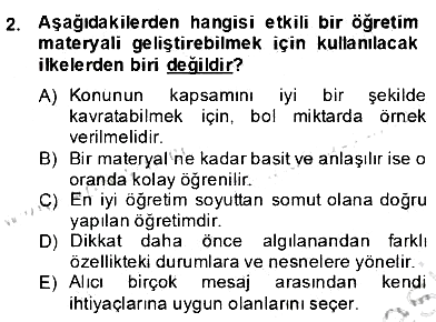 Okulöncesinde Materyal Geliştirme 2013-2014 Dönem Sonu Sınavı - 2. soru