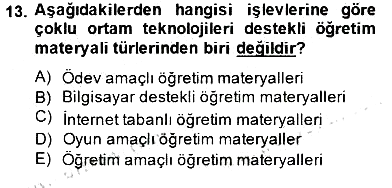 Okulöncesinde Materyal Geliştirme 2014-2015 Dönem Sonu Sınavı - 13. soru