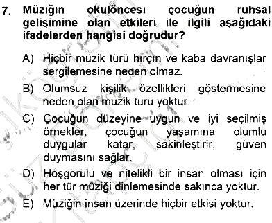 Okulöncesinde Müzik Eğitimi 1 2014-2015 Ara Sınav - 7. soru