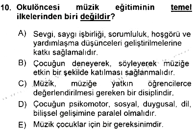 Okulöncesinde Müzik Eğitimi 1 2015-2016 Ara Sınav - 10. soru