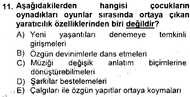 Okulöncesinde Müzik Eğitimi 1 2012-2013 Dönem Sonu Sınavı - 11. soru