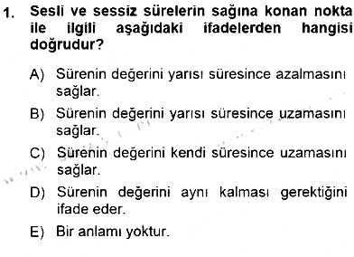 Okulöncesinde Müzik Eğitimi 1 2013-2014 Dönem Sonu Sınavı - 1. soru