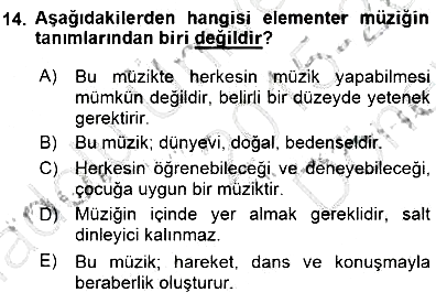 Okulöncesinde Müzik Eğitimi 1 2015-2016 Dönem Sonu Sınavı - 14. soru