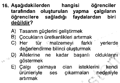 Okulöncesinde Müzik Eğitimi 2 2012-2013 Ara Sınav - 16. soru