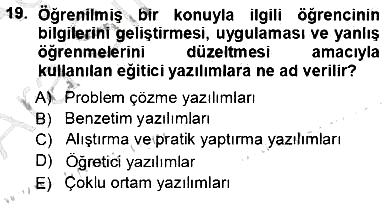Okulöncesinde Öğretim Teknolojisi Ve Materyal Tasarımı 2012-2013 Ara Sınav - 19. soru
