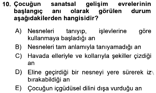 Okulöncesinde Yaratıcılık 2016-2017 3 Ders Sınavı - 10. soru