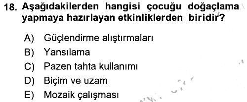 Okulöncesinde Yaratıcılık 2016-2017 3 Ders Sınavı - 18. soru