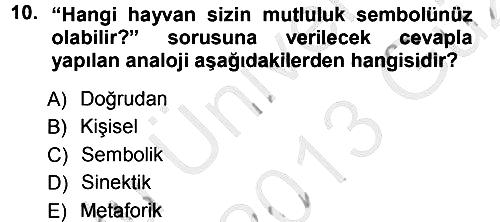 Okulöncesinde Yaratıcılık 2012-2013 Ara Sınav - 10. soru