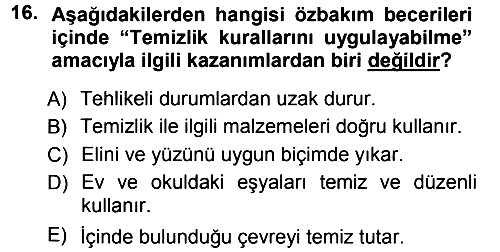 Okulöncesinde Yaratıcılık 2012-2013 Ara Sınav - 16. soru
