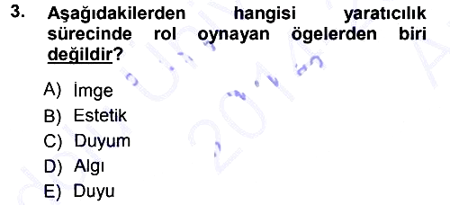 Okulöncesinde Yaratıcılık 2014-2015 Ara Sınav - 3. soru