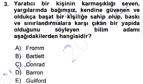 Okulöncesinde Yaratıcılık 2015-2016 Ara Sınav - 3. soru