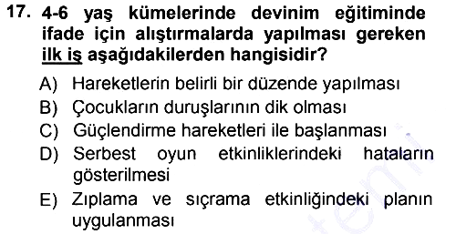 Okulöncesinde Yaratıcılık 2012-2013 Dönem Sonu Sınavı - 17. soru