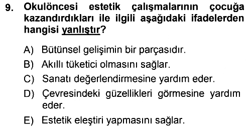 Okulöncesinde Yaratıcılık 2014-2015 Dönem Sonu Sınavı - 9. soru