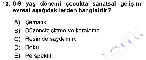 Okulöncesinde Yaratıcılık 2015-2016 Dönem Sonu Sınavı - 12. soru