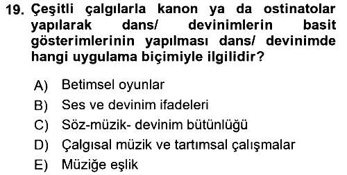 Okulöncesinde Yaratıcılık 2015-2016 Dönem Sonu Sınavı - 19. soru