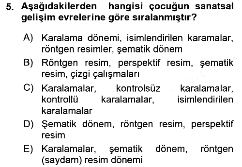Okulöncesinde Yaratıcılık 2016-2017 Dönem Sonu Sınavı - 5. soru