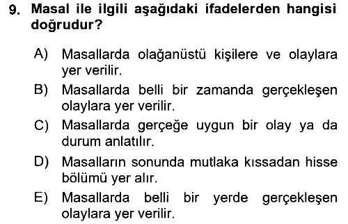Okulöncesinde Yaratıcılık 2016-2017 Dönem Sonu Sınavı - 9. soru