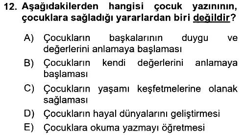 Okulöncesinde Yaratıcılık 2016-2017 Dönem Sonu Sınavı - 12. soru