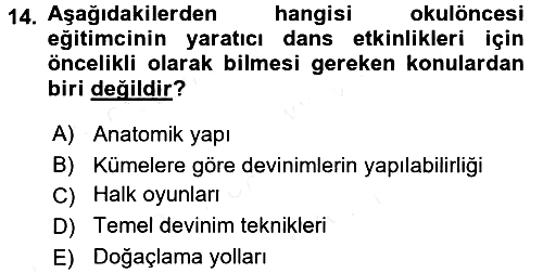 Okulöncesinde Yaratıcılık 2016-2017 Dönem Sonu Sınavı - 14. soru