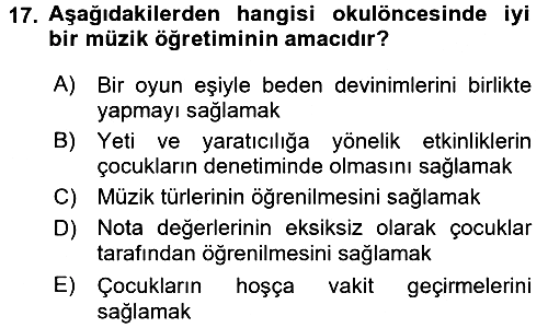 Okulöncesinde Yaratıcılık 2016-2017 Dönem Sonu Sınavı - 17. soru